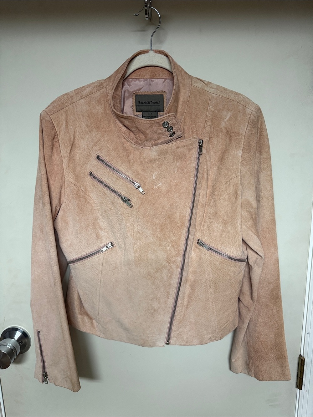 Brandon Thomas Suede Moto Jacket in Tan